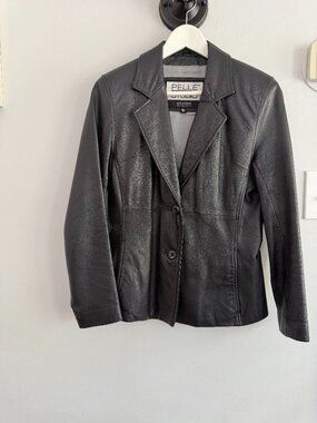 Pelle Studio Leather Blazer, Black, S